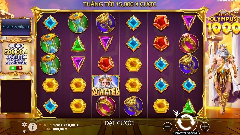 Tính năng tiền thưởng trong Slotgame Cánh cổng Olympus 1000 Kingfun